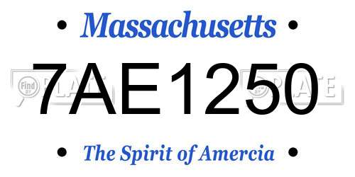 7AE1250 Massachusetts License Plate