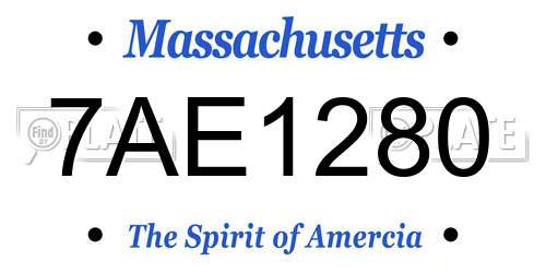7AE1280 Massachusetts License Plate