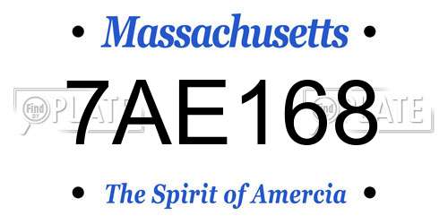 7AE168 Massachusetts License Plate