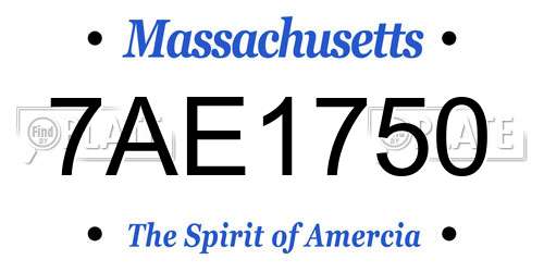 7AE1750 Massachusetts License Plate