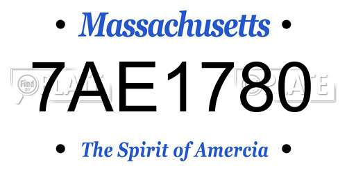 7AE1780 Massachusetts License Plate