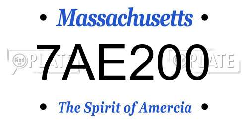 7AE200 Massachusetts License Plate