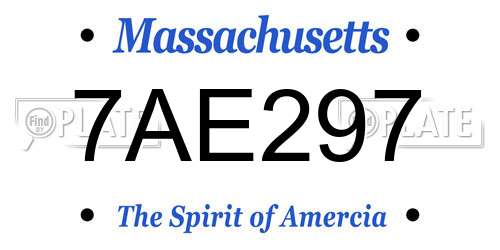 7AE297 Massachusetts License Plate