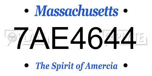 7AE4644 Massachusetts License Plate