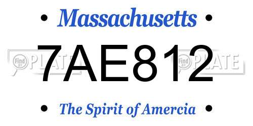 7AE812 Massachusetts License Plate