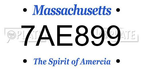 7AE899 Massachusetts License Plate
