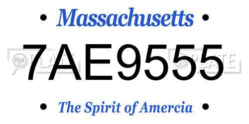 7AE9555 Massachusetts License Plate