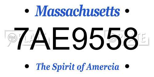 7AE9558 Massachusetts License Plate