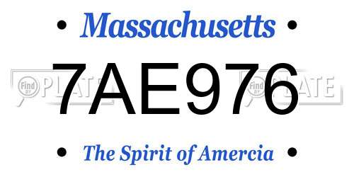 7AE976 Massachusetts License Plate