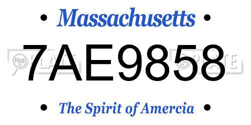7AE9858 Massachusetts License Plate