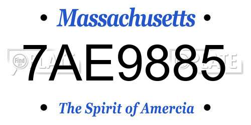 7AE9885 Massachusetts License Plate