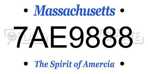 7AE9888 Massachusetts License Plate