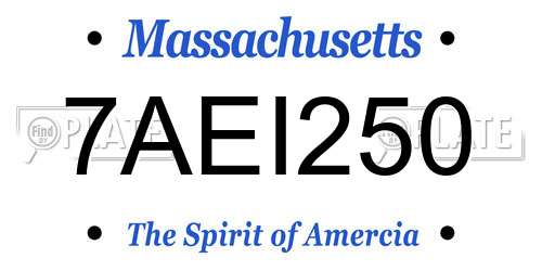 7AEI250 Massachusetts License Plate