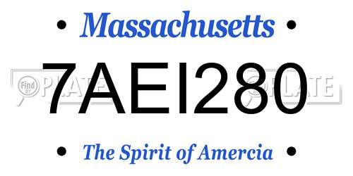 7AEI280 Massachusetts License Plate