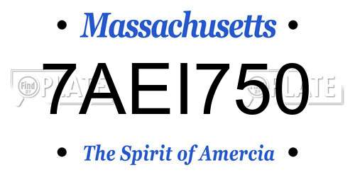 7AEI750 Massachusetts License Plate