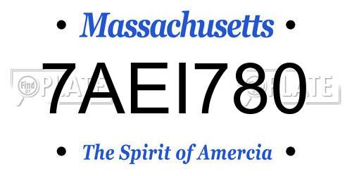 7AEI780 Massachusetts License Plate