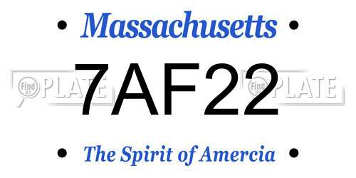 7AF22 Massachusetts License Plate