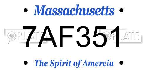 7AF351 Massachusetts License Plate