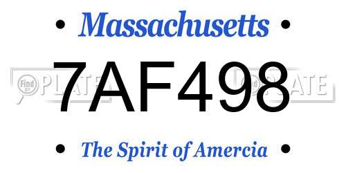 7AF498 Massachusetts License Plate