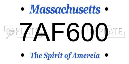7AF600 Massachusetts License Plate