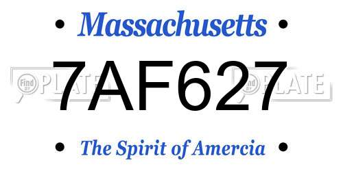 7AF627 Massachusetts License Plate