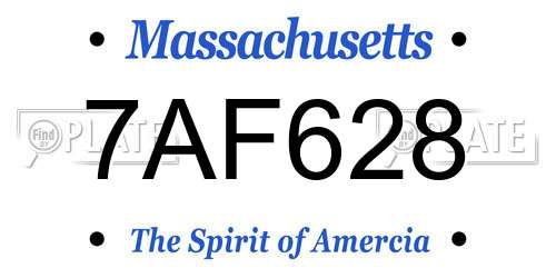 7AF628 Massachusetts License Plate