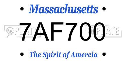 7AF700 Massachusetts License Plate