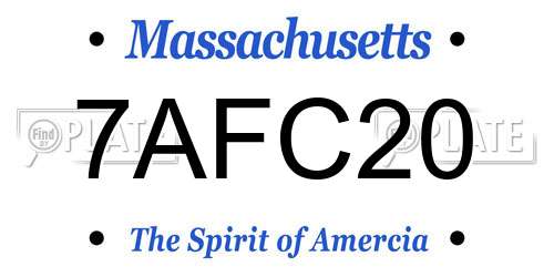 7AFC20 Massachusetts License Plate