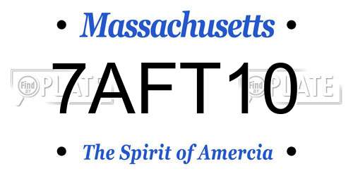 7AFT10 Massachusetts License Plate