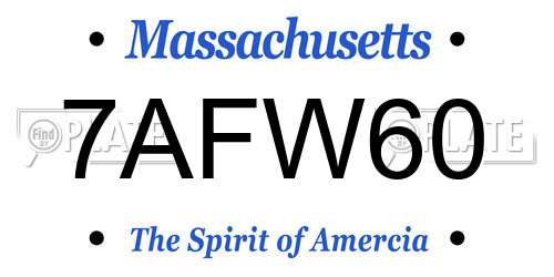 7AFW60 Massachusetts License Plate