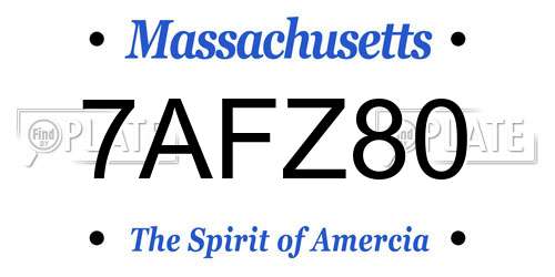 7AFZ80 Massachusetts License Plate