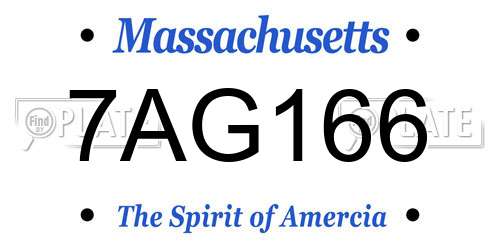 7AG166 Massachusetts License Plate