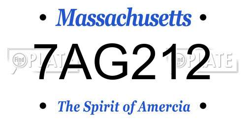 7AG212 Massachusetts License Plate