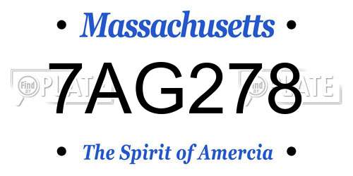 7AG278 Massachusetts License Plate
