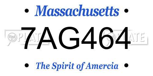 7AG464 Massachusetts License Plate