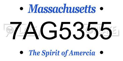 7AG5355 Massachusetts License Plate