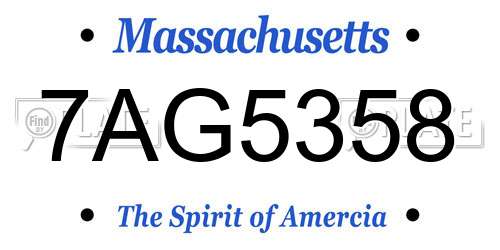 7AG5358 Massachusetts License Plate