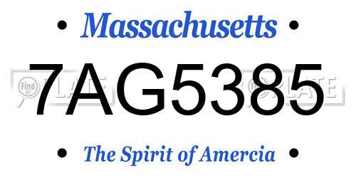 7AG5385 Massachusetts License Plate