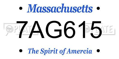 7AG615 Massachusetts License Plate