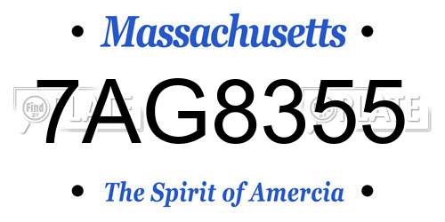 7AG8355 Massachusetts License Plate