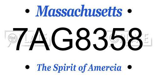 7AG8358 Massachusetts License Plate
