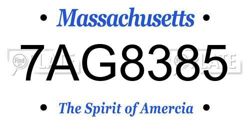 7AG8385 Massachusetts License Plate