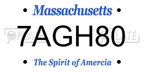 7AGH80 Massachusetts License Plate