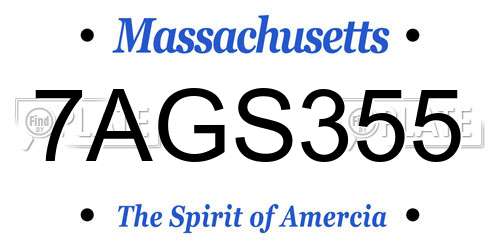 7AGS355 Massachusetts License Plate