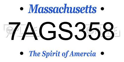 7AGS358 Massachusetts License Plate