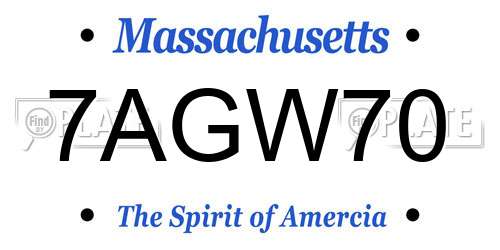 7AGW70 Massachusetts License Plate
