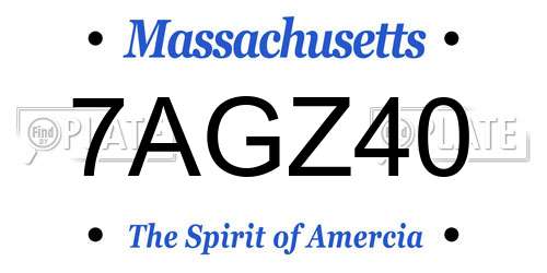 7AGZ40 Massachusetts License Plate