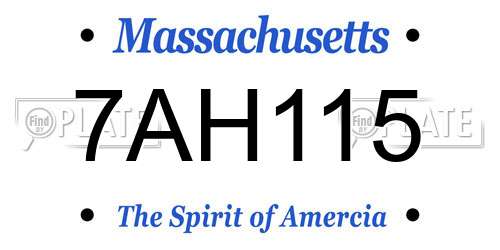 7AH115 Massachusetts License Plate