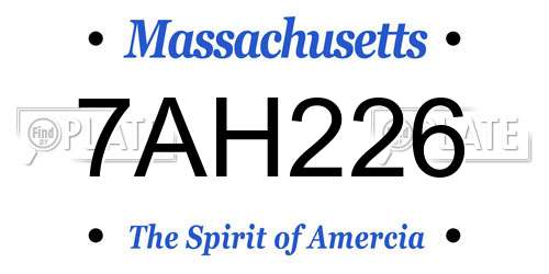 7AH226 Massachusetts License Plate