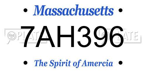 7AH396 Massachusetts License Plate